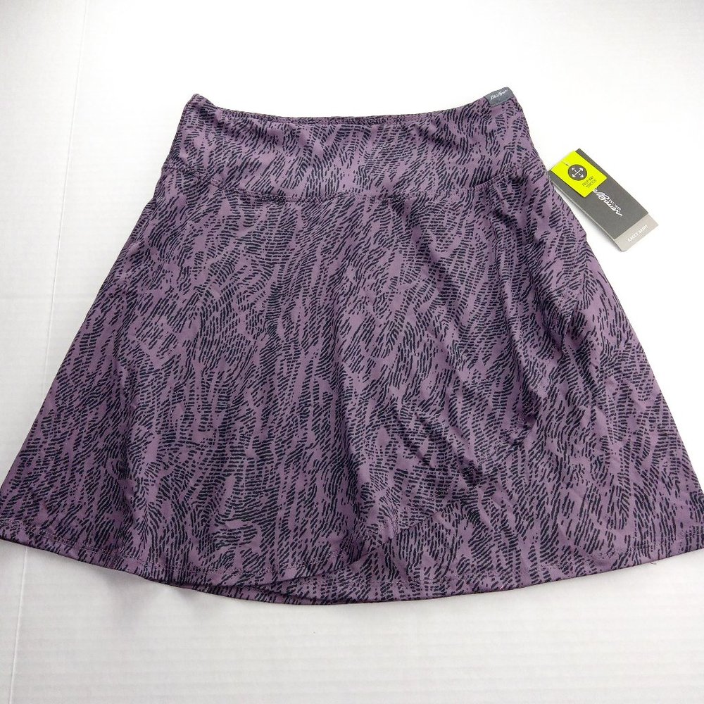 Eddie Bauer Women's Kacey Faux Wrap Skirt Size XS Violet Imprint Stretch Pull-On